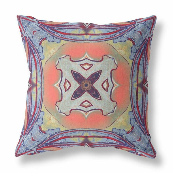 Palacedesigns 16 in. Geo Tribal Indoor & Outdoor Throw Pillow Purple & Orange PA3104226
